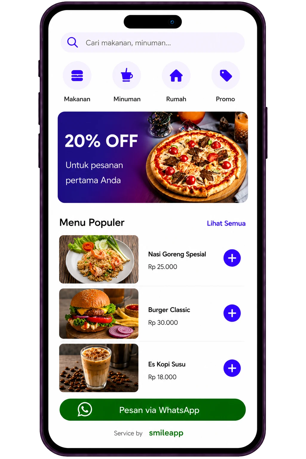 SmileApp mobile ordering preview